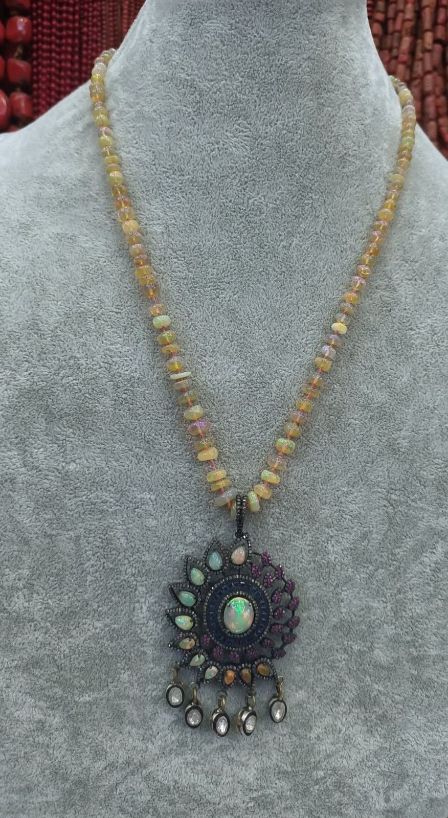 Opal Yakut Safir Kolye