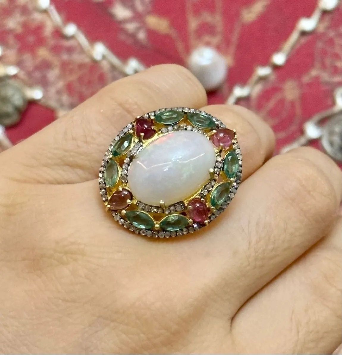 Opal Yakut Zümrüt Yüzük 2