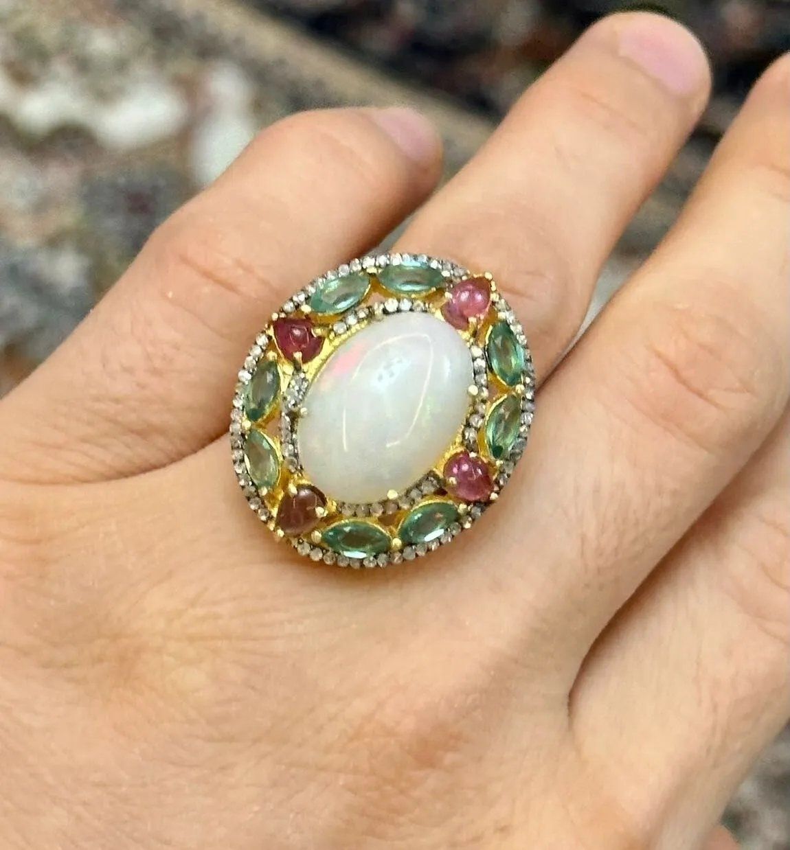 Opal Yakut Zümrüt Yüzük 3