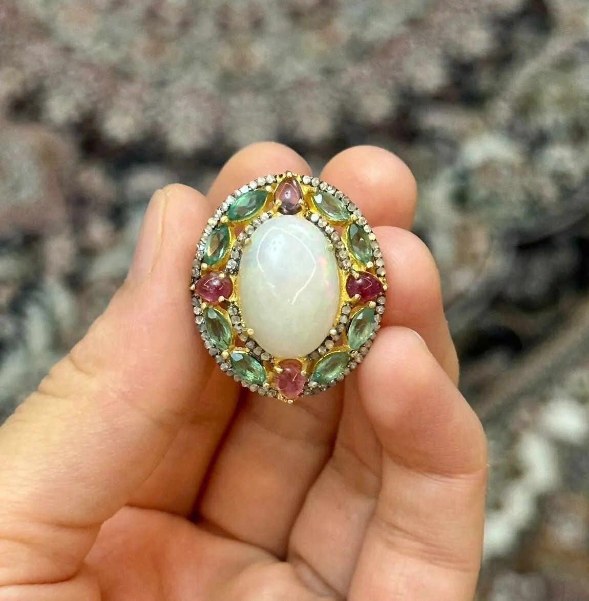 Opal Yakut Zümrüt Yüzük 4