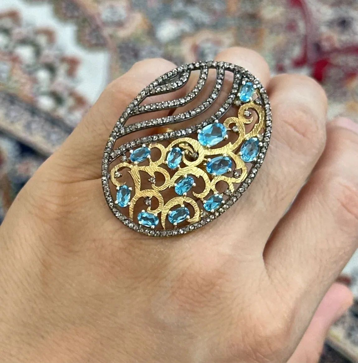 Mavi Topaz Yüzük #3 5