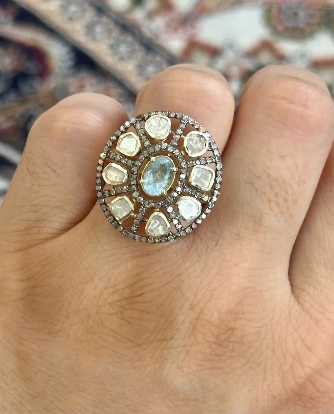 Mavi Topaz Yüzük #4 5
