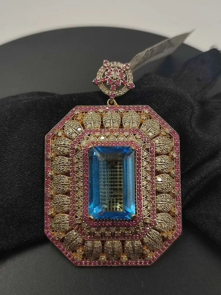 Mavi Topaz Yakut Kolye Ucu 4