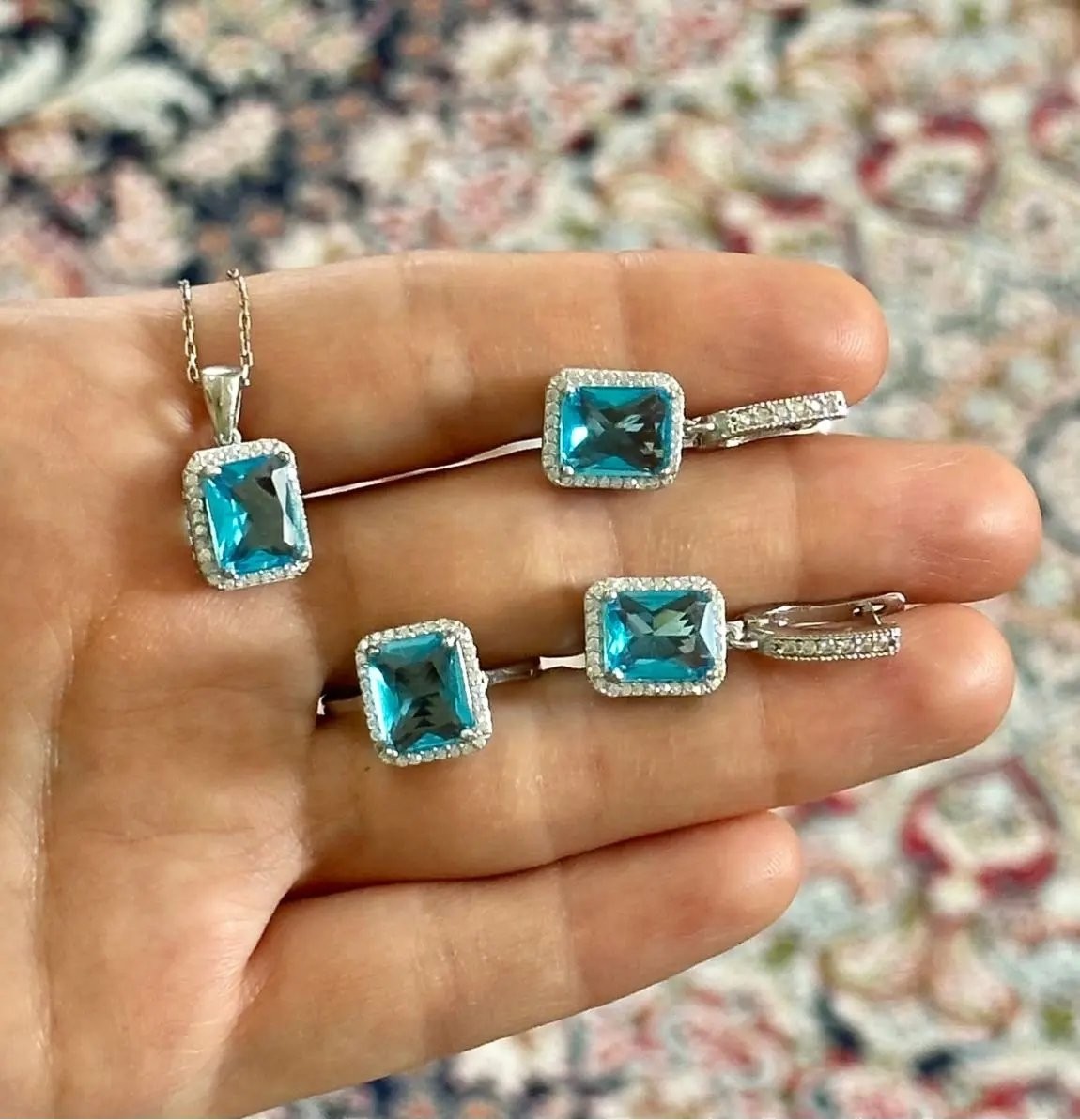 Mavi Topaz Set Takı