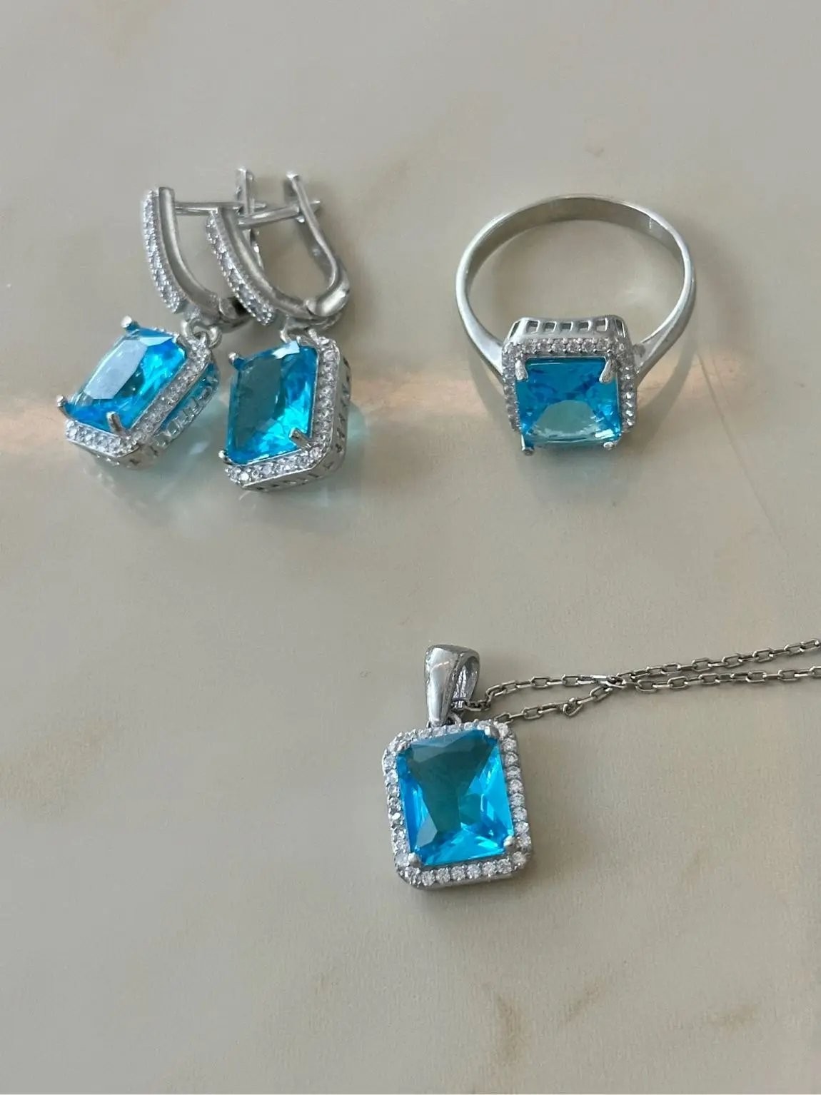 Mavi Topaz Set Takı 2