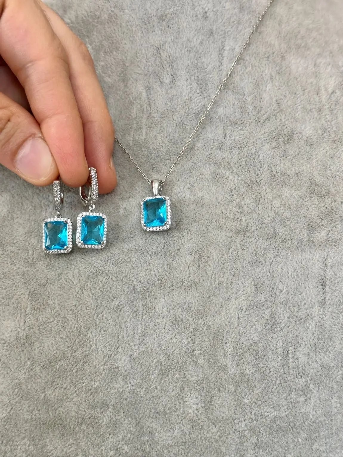 Mavi Topaz Set Takı 3