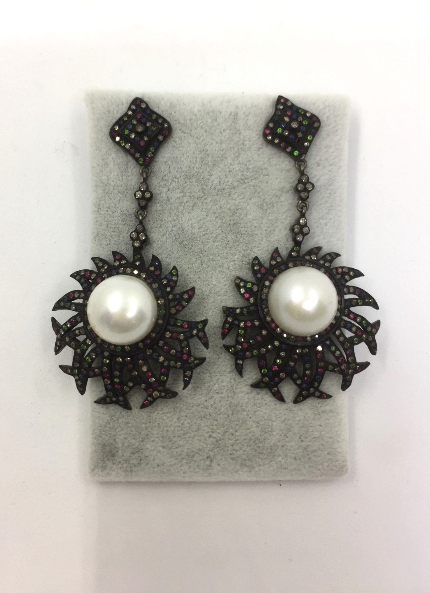 Peridot Yakut Safir İnci Küpe