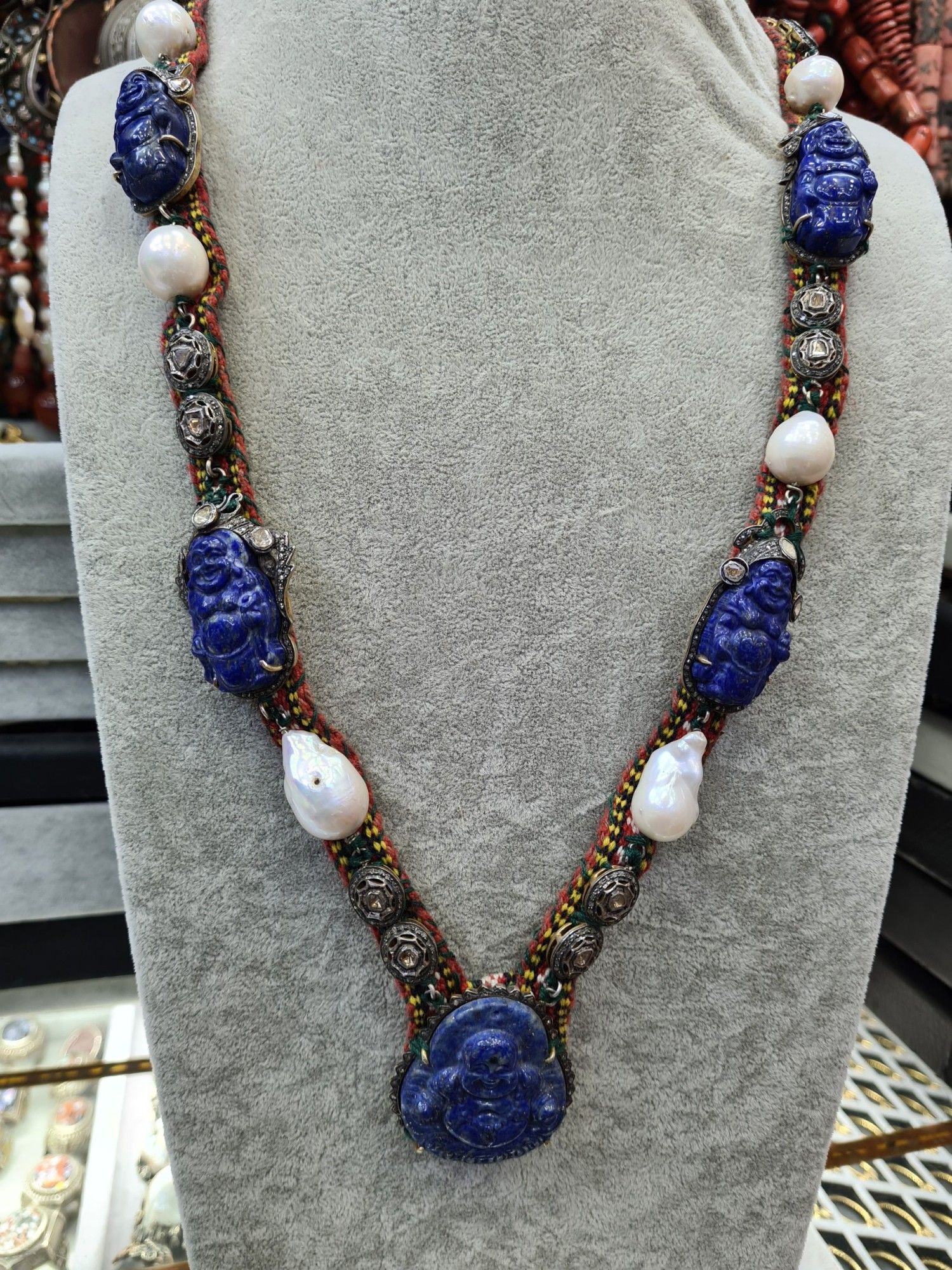 Lapis Barok İnci ve Elmas Kolye 2